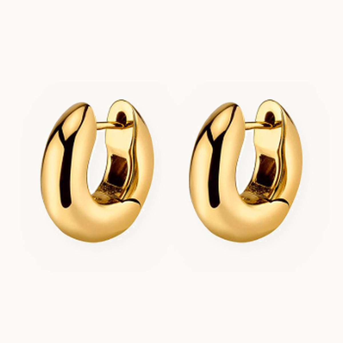 Pair of bold chunky gold huggie earrings