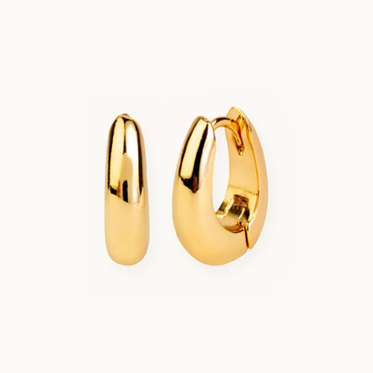 Pair of chunky domed gold hoop earrings