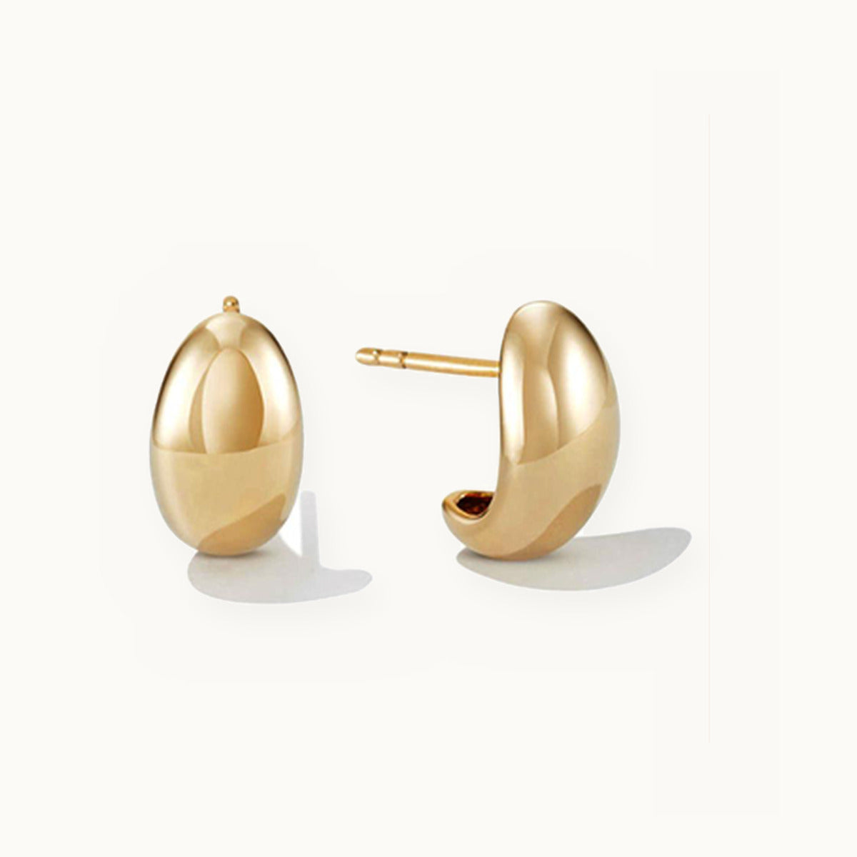 Pair of smooth puffed dome gold stud earrings