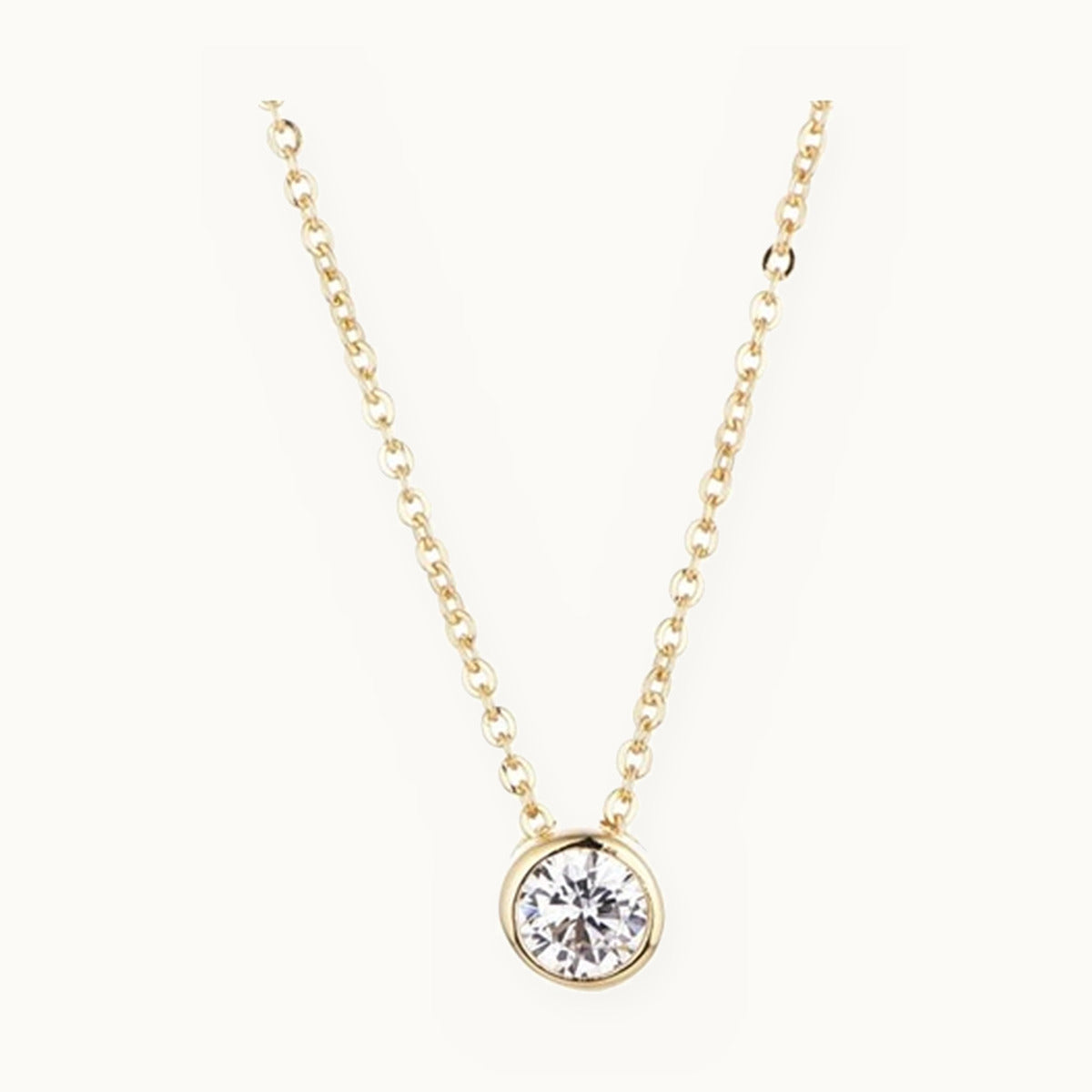 Lab Grown White Sapphire Bezel Necklace