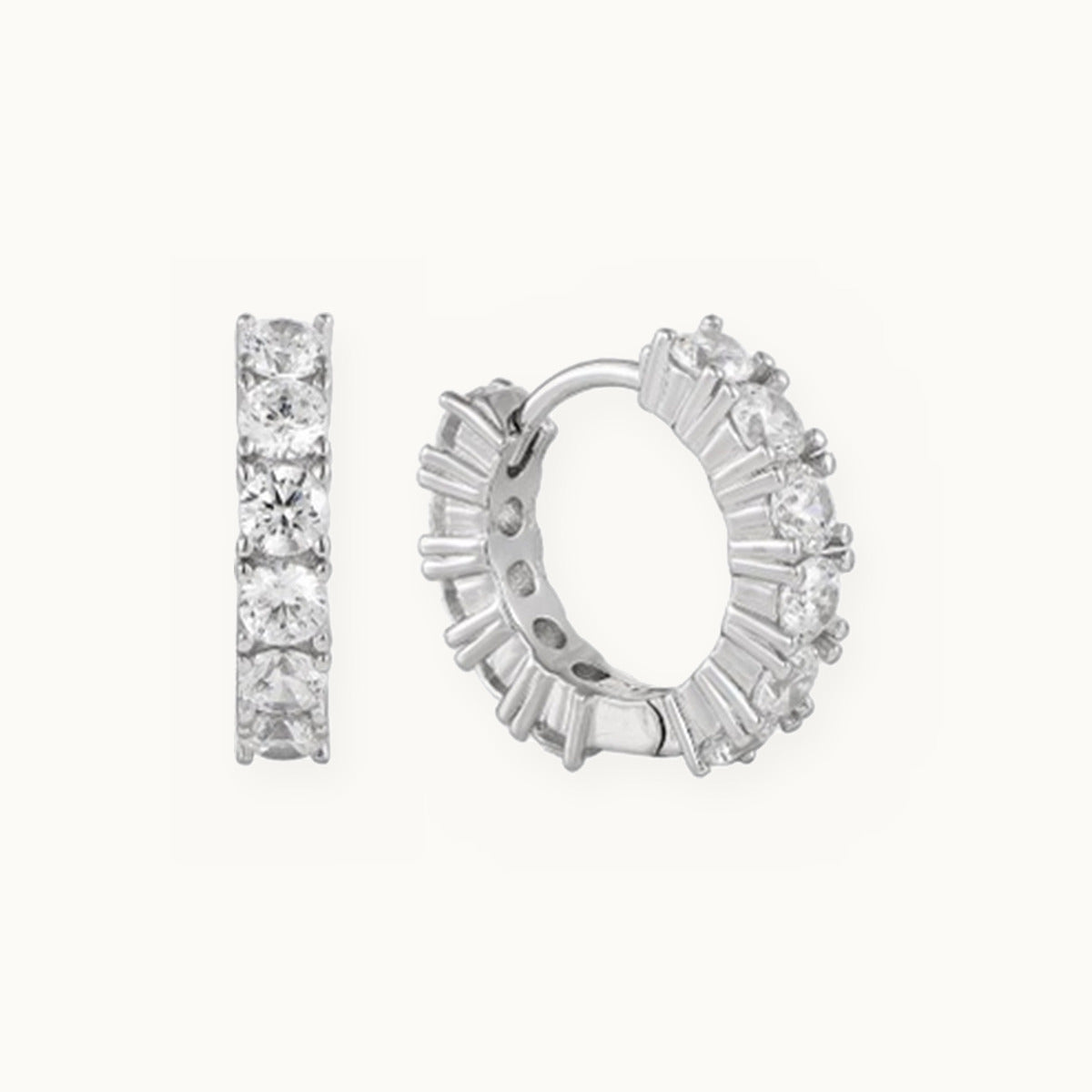 Moissanite Shared Prong Huggie Earrings
