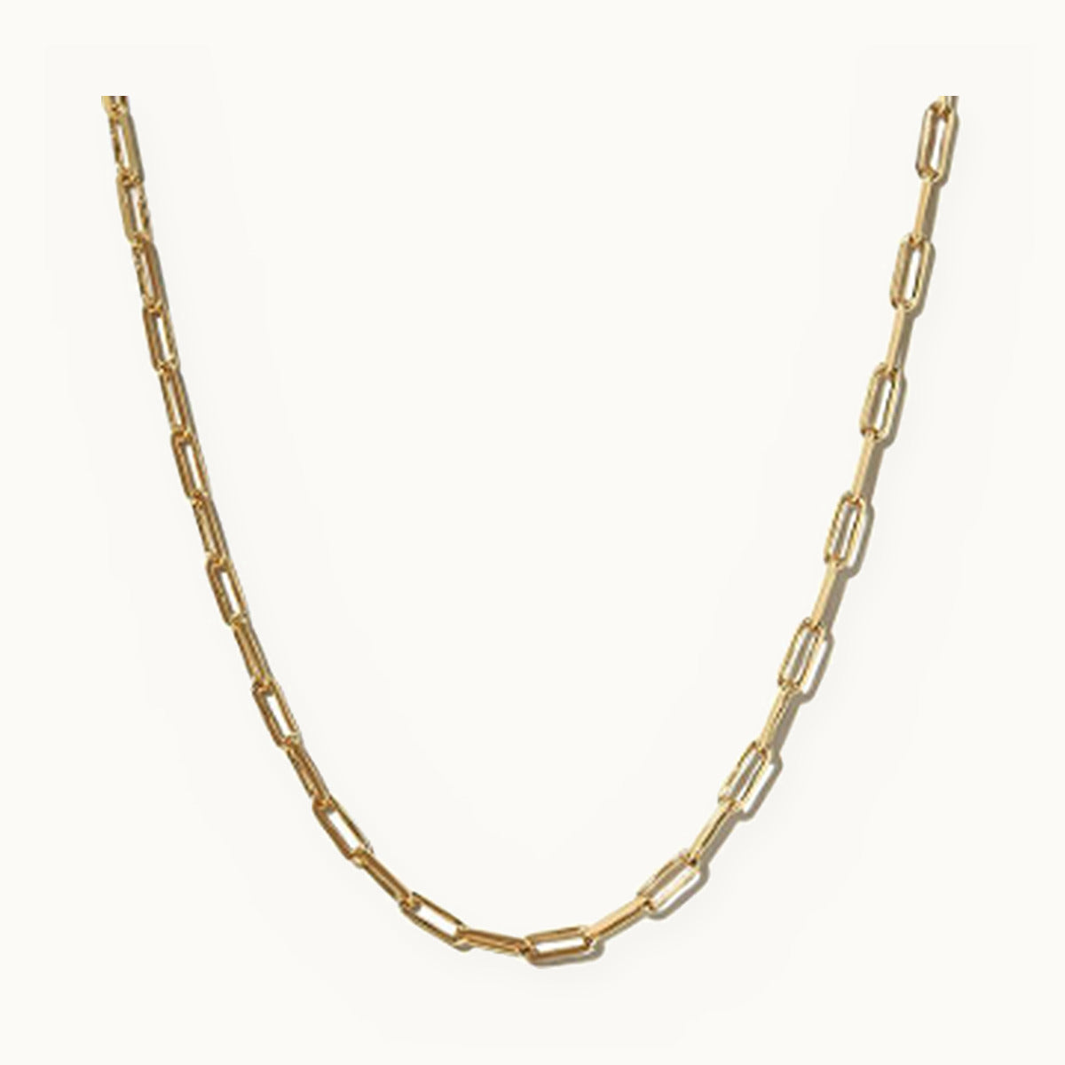 Gold paperclip link chain necklace