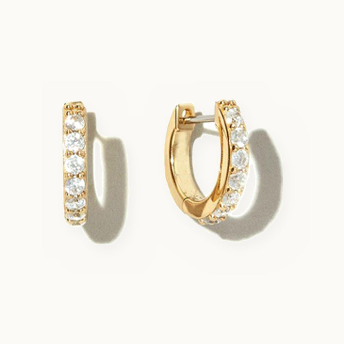 Pair of gold pavé-set huggie hoop earrings